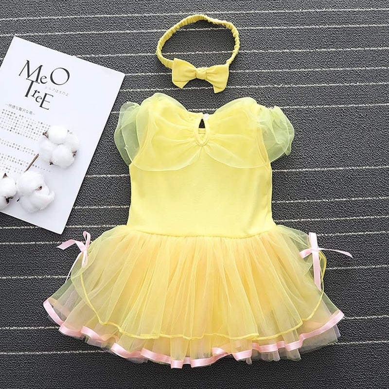 HIHCBF Belle Princess for Baby Toddler Girls Christmas Halloween Costume Birthday Bodysuit Romper Tutu Dress w/Headband - Image 4